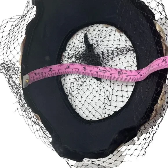 Cocktail Hat Vintage Velvet Ribbon Women's 50s Mesh Veil Open Top Retro Chic